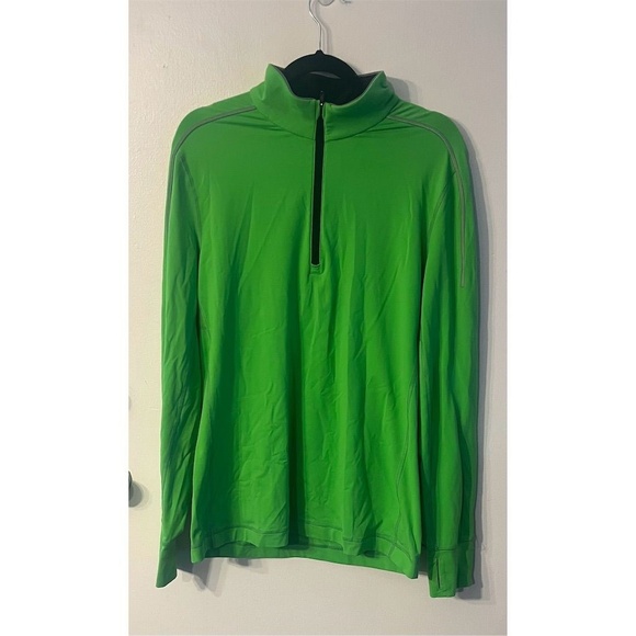 Lululemon‎ Men's Green Quarter Zip Pullover Size L Slim Fit - Picture 1 of 7